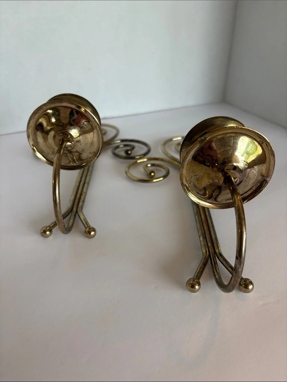 VTG Homco Brass Scroll Wall Sconces - Set of 2 Hollywood Regency Candle Holders
